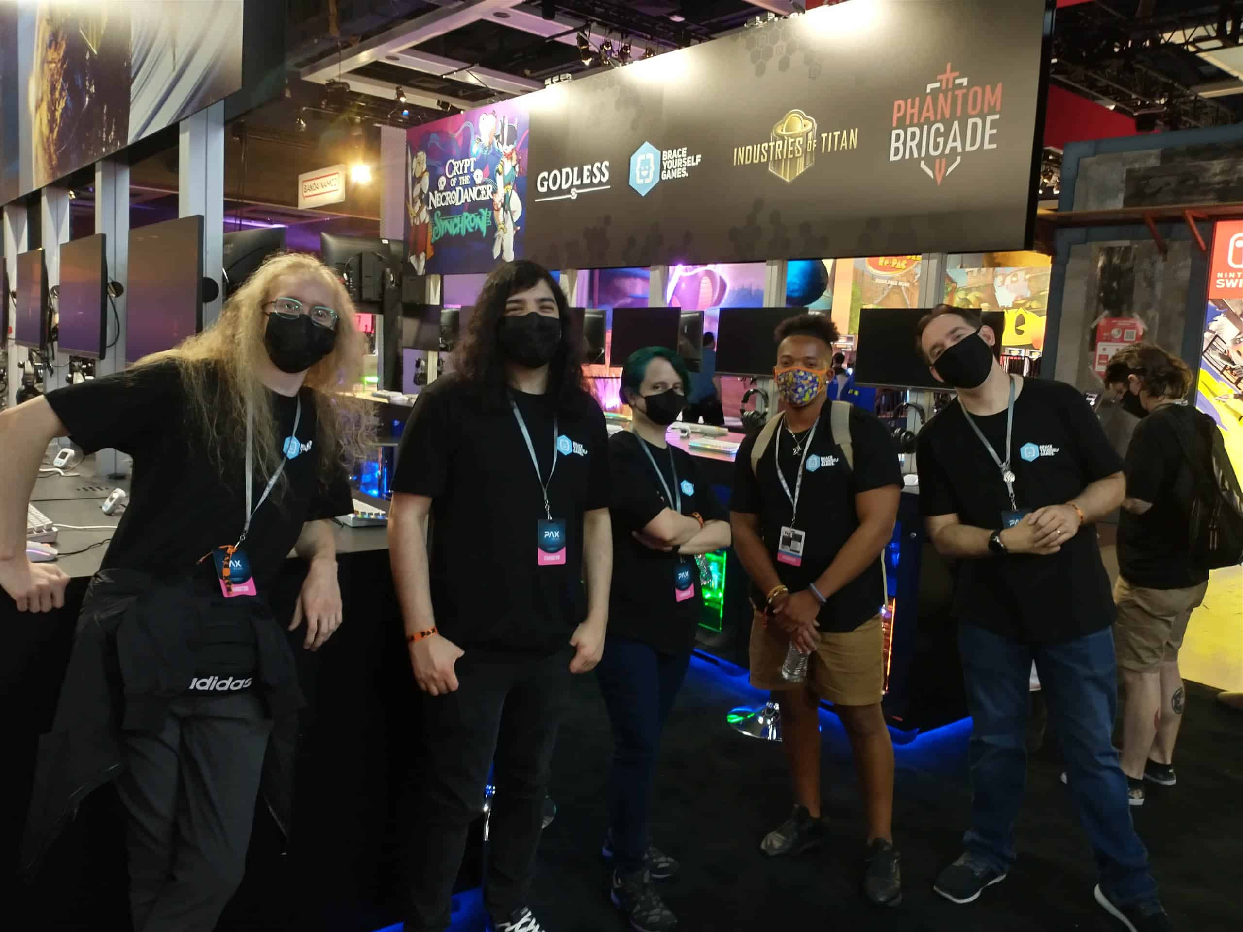 The Novy Unlimited team together in the Brace Yourself Games PAX West booth.